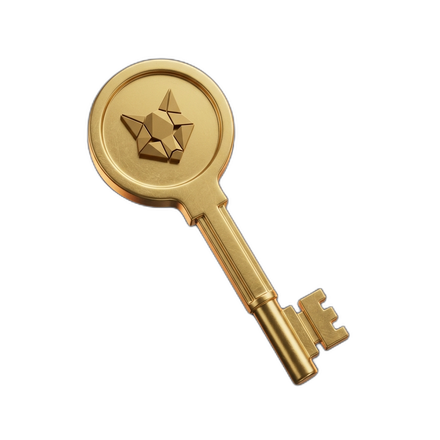 A single ornate gold key with the 1638 fox emblem embossed on its bow — the symbol of a ready-to-launch, fully-operated casino platform.