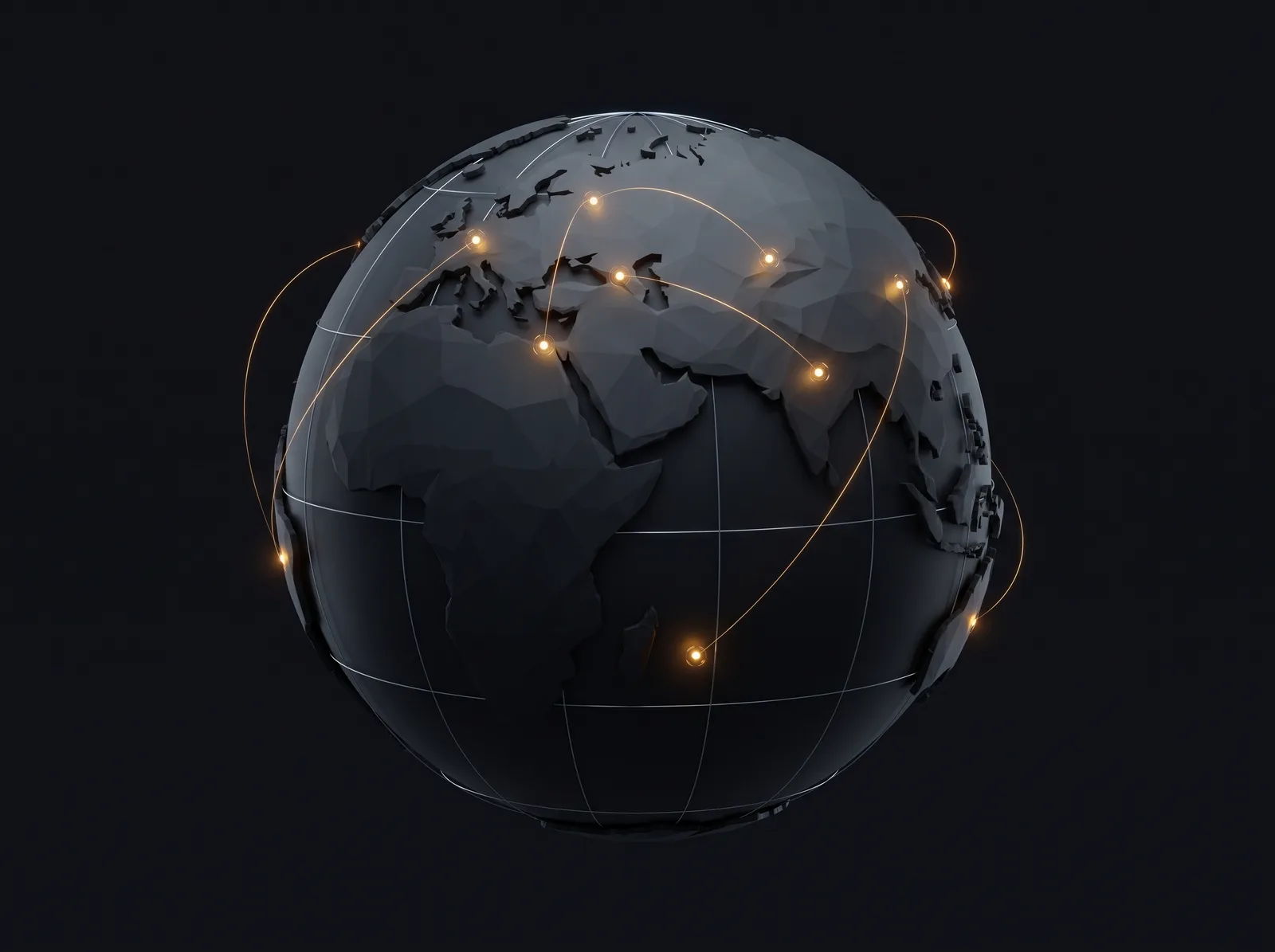 Globe with six glowing licence regions